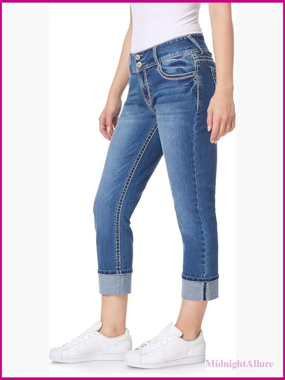 Mid-Rise Cropped Curvy Bootcut Jeans Insta Stretch Size 0-24